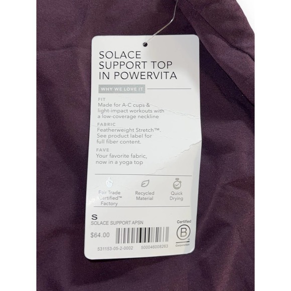 NWT Athleta Solace Support Top, Agate Purple/ Supernova SIZE S - Picture 6 of 6